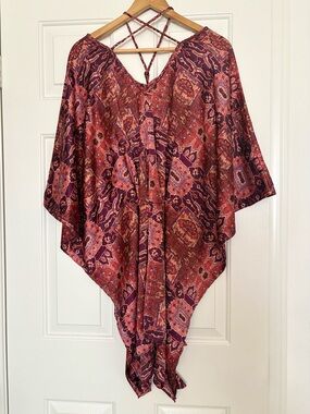 Misa Los Angeles Kimono Red Print Septima Satin Mini Dress ✨NWT Sz Small